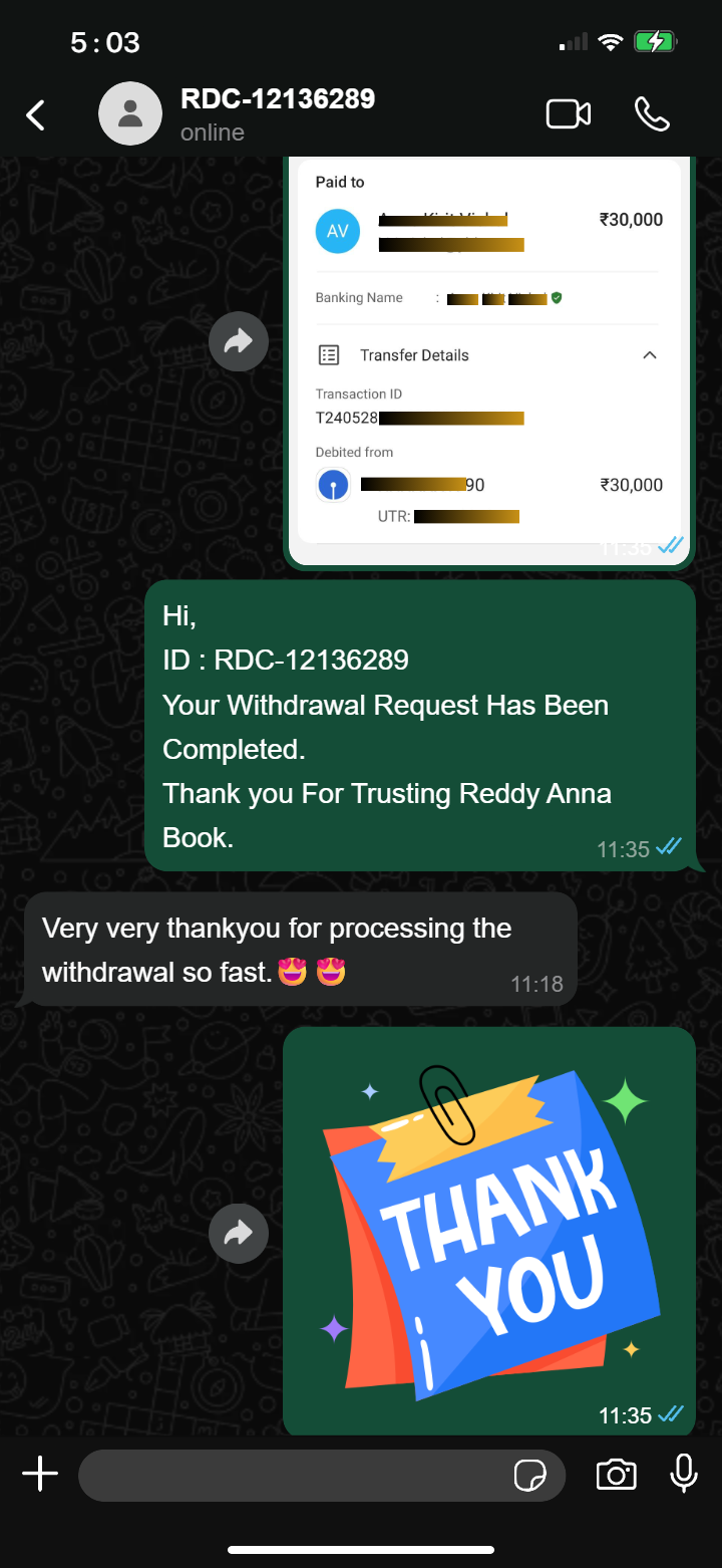 Reddy Anna Book ID Activation and Payment Proofs