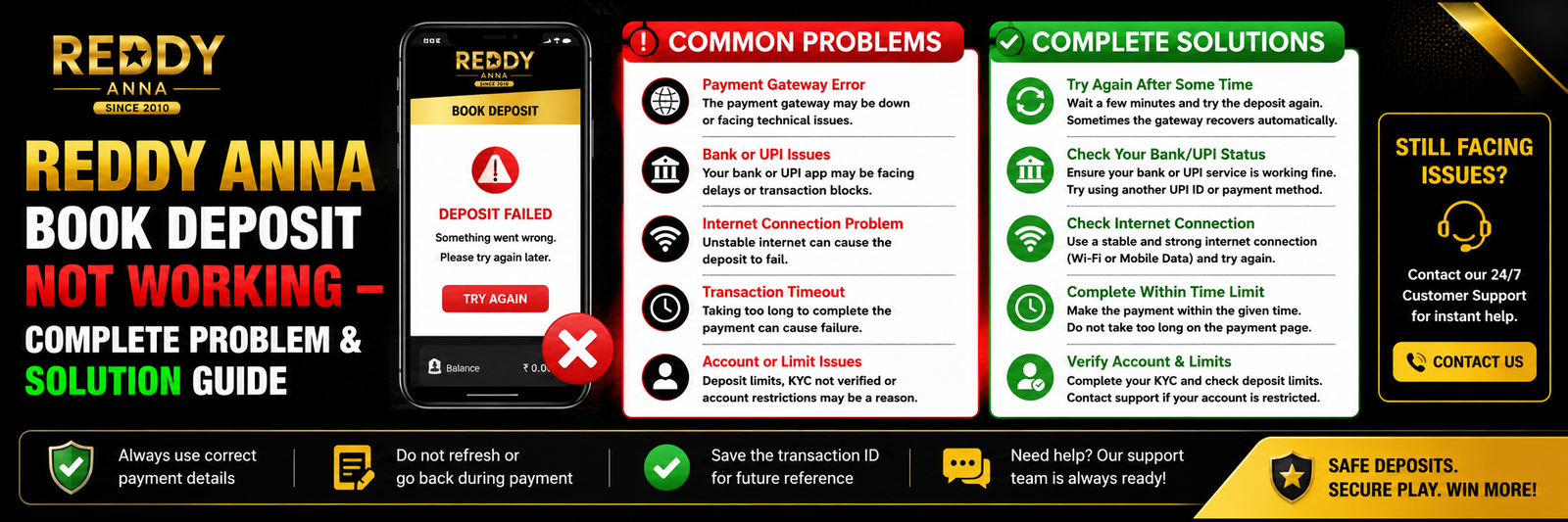 Deposit Issues Reddy Anna Book Deposit Not Working – Complete Problem & Solution Guide